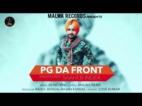 PG Da Front Lyrics – Saaheb Inder